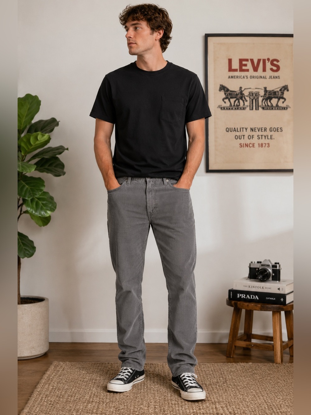 Levi’s 512 Gray Corduroy Slim Taper Pants Men’s 36x32 Water<Less
